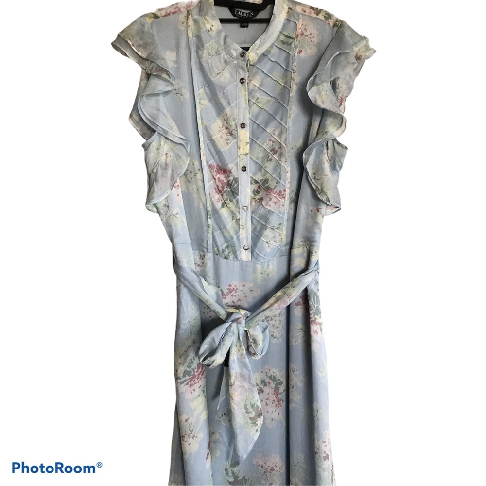 Ralph Lauren Womens Light Blue Cap Sleeve Dress